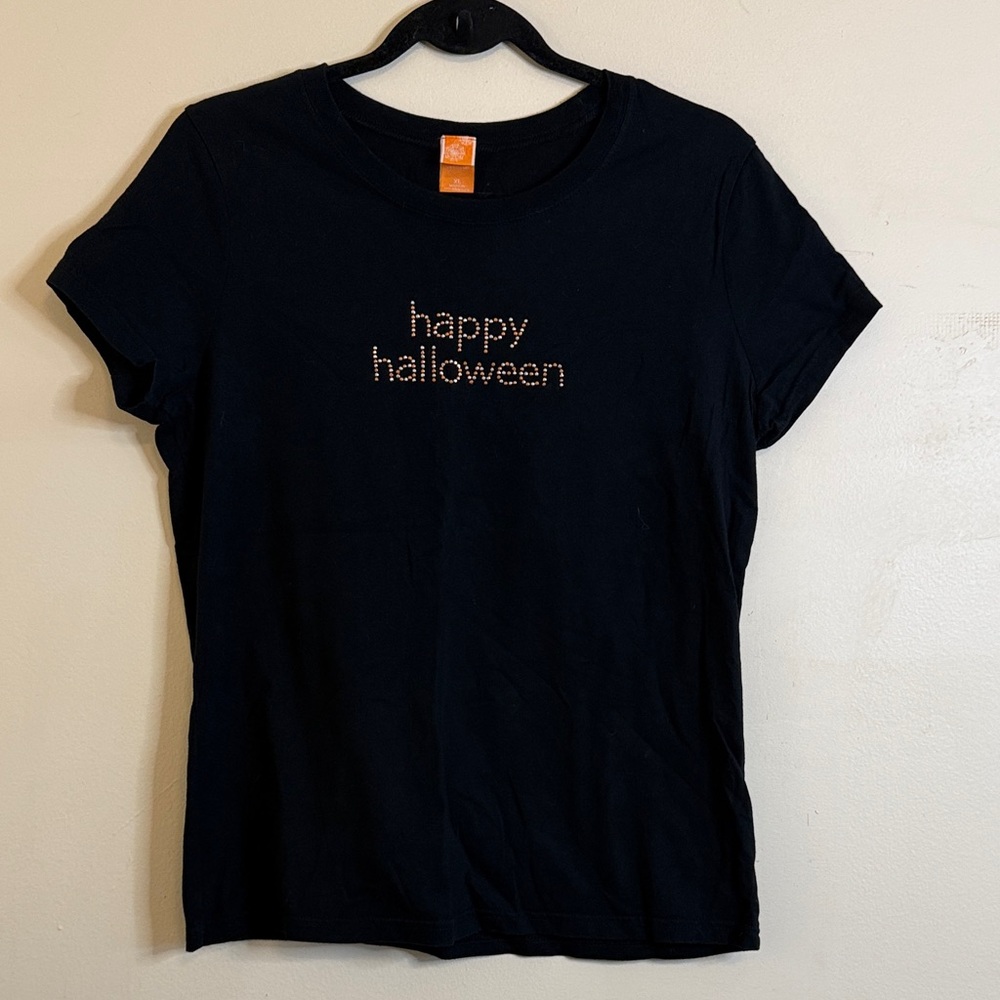 Black 'Happy Halloween' Short Sleeve Tee
